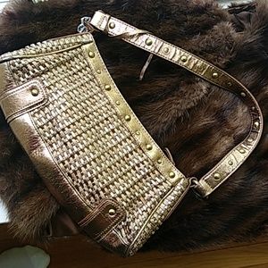 Franco Sarto woven leather bronze purse